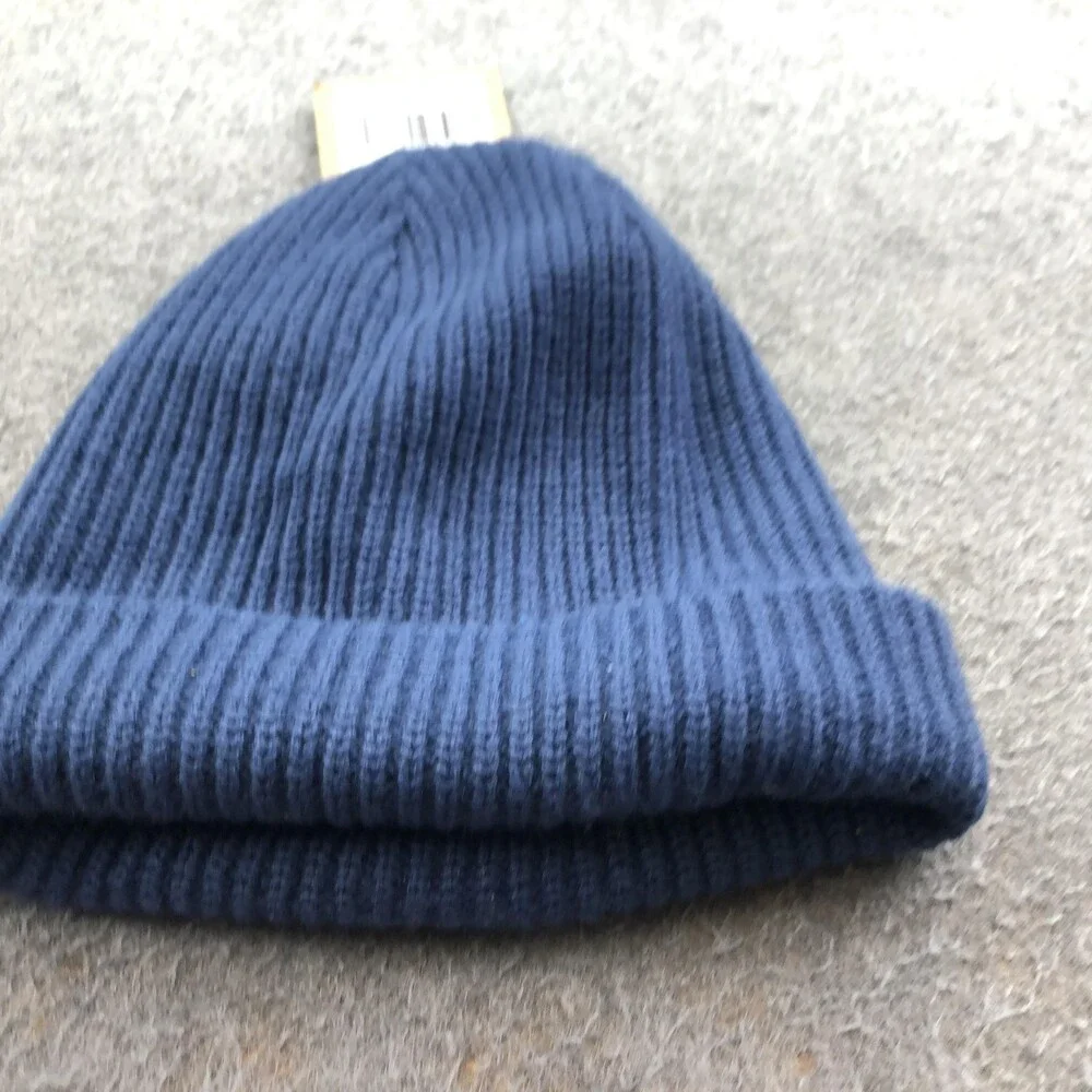 The North Face Hat Beanie Mens One Size Blue Salty Lined Knit Logo Winter Warm